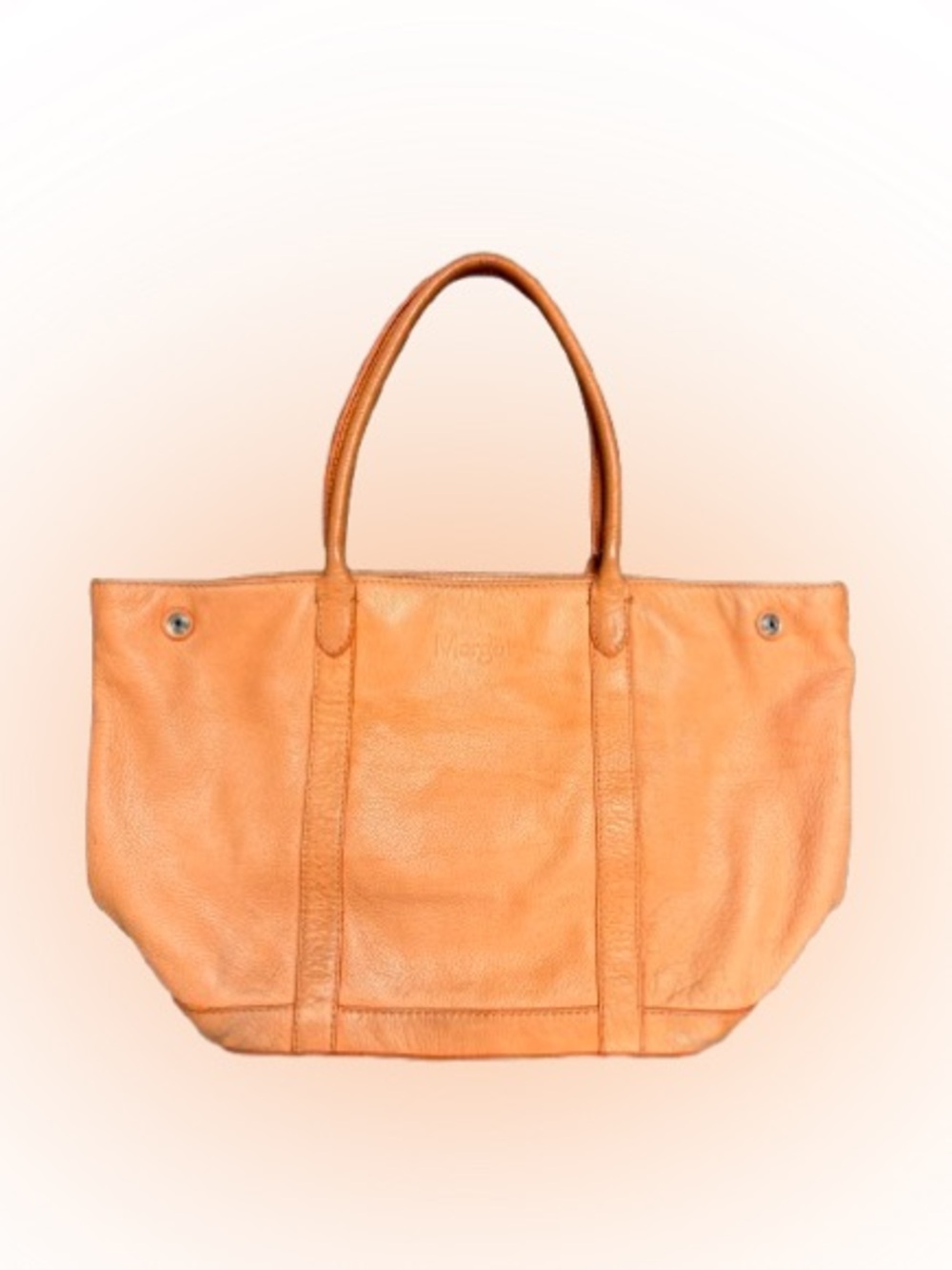 Margot Genuine Leather Tote Bag Peach Coral Print Lining Large Shoulder Bag